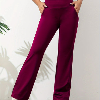 Praktische dames sportlegging, flared model met hoge taille en zakken. Perfect voor yoga & ontspanning.
