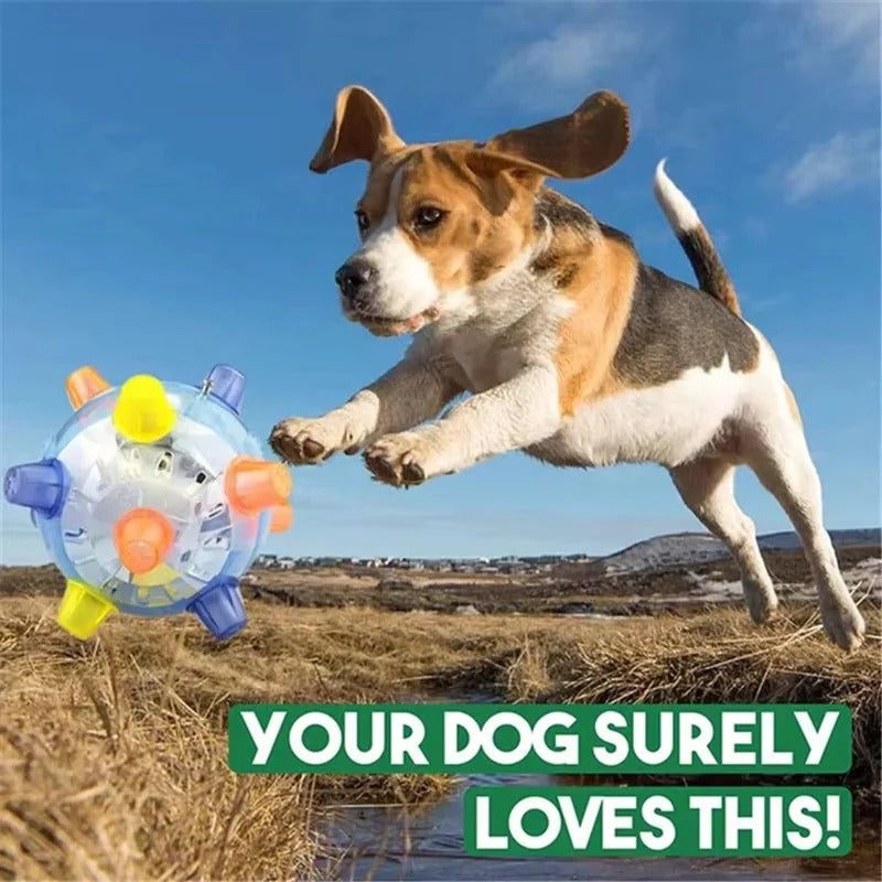 Interactive Bouncing Dog Toy with LED Lights and Sound