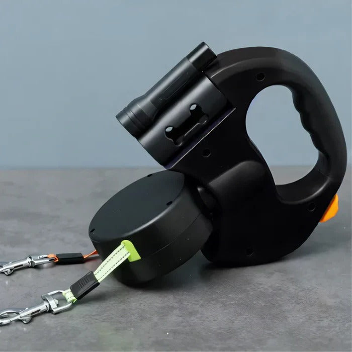 LED illuminated leash for dual dog ownership, providing enhanced visibility and safety