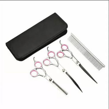 Dog Grooming Scissors Kit with Rounded Safety Tips and 7 Inch Steel Blades