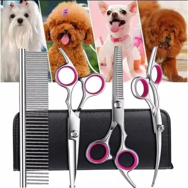 Grooming Scissors Kit for Dogs with 7 Inch Steel Blades and Ergonomic Handles