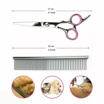 Professional Dog Grooming Kit with 7 Inch Steel Blades and Safety Tips