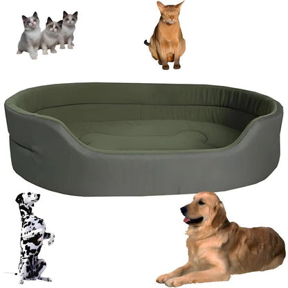 Sustainable pet bed crafted with recycled cotton and polyester blend for a cozy sleeping area