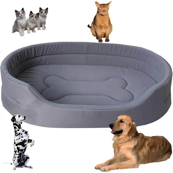 Eco-friendly pet bed made with recycled cotton and polyester for a comfortable pet sleep solution