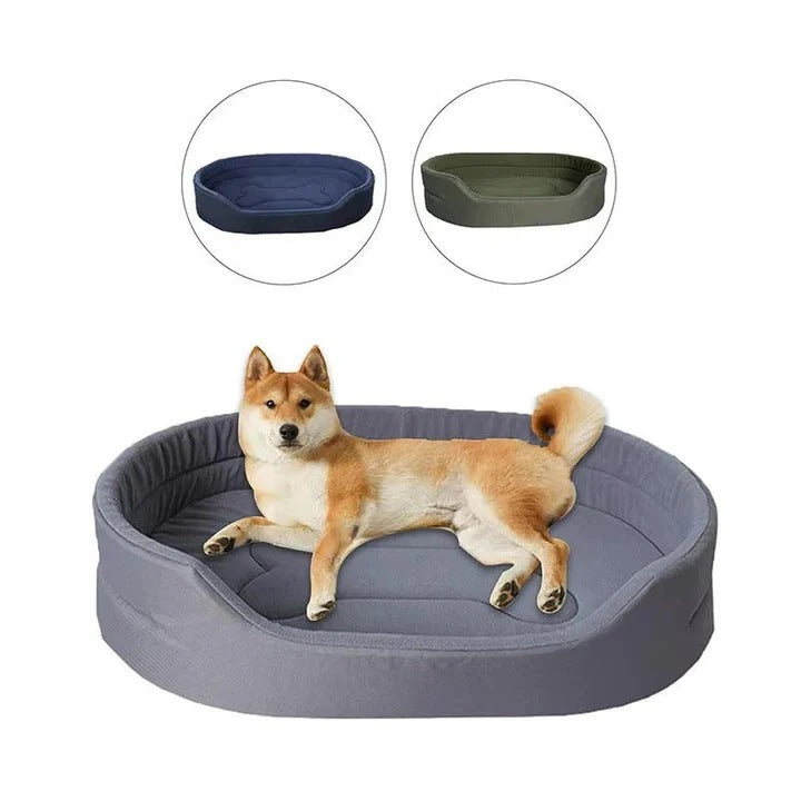 Pet bed using recycled cotton and polyester for a durable and washable sleeping surface