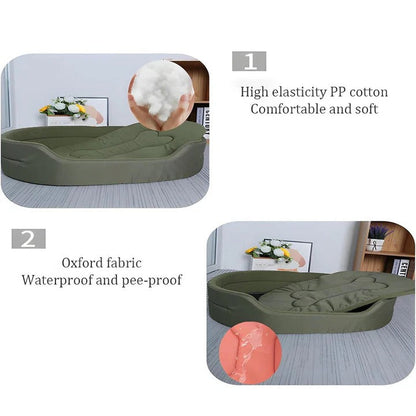 Comfy and eco-friendly pet bed made from a blend of recycled cotton and polyester fabric