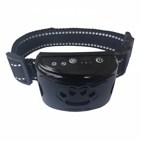 Adjustable anti-bark training collar with gentle pulse modes for effective dog training.