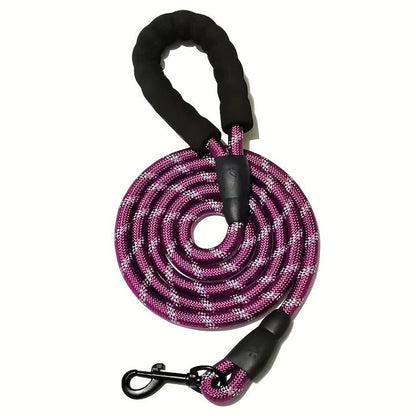 Reflective padded dog leash for improved nighttime strolls