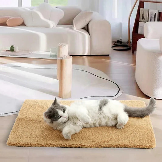Washable self-heating pet mat for cats and dogs, providing comfort and warmth
