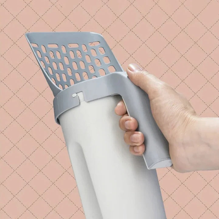 Cat Litter Scoop with Built In Waste Bin and Bag Holder for Efficient Cleaning