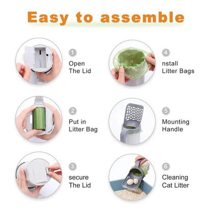 Close-up of Whisker Wizard Cat Litter Scoop with Waste Management System