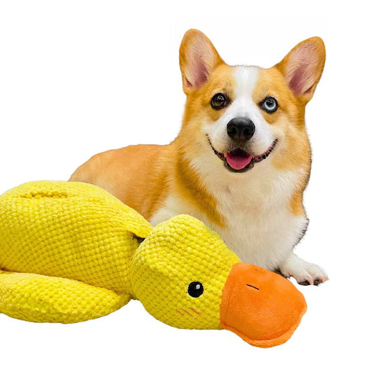 Durable rubber squeaky duck chew toy for dogs and pets