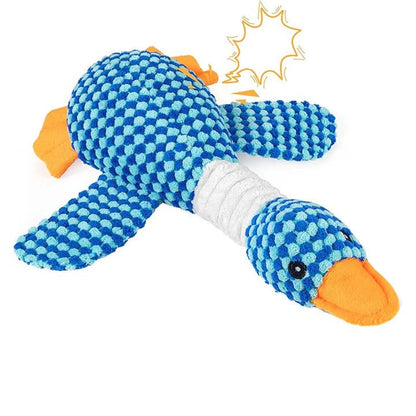 Durable plush squeaky chew toy for dogs, designed for long-lasting play and comfort.