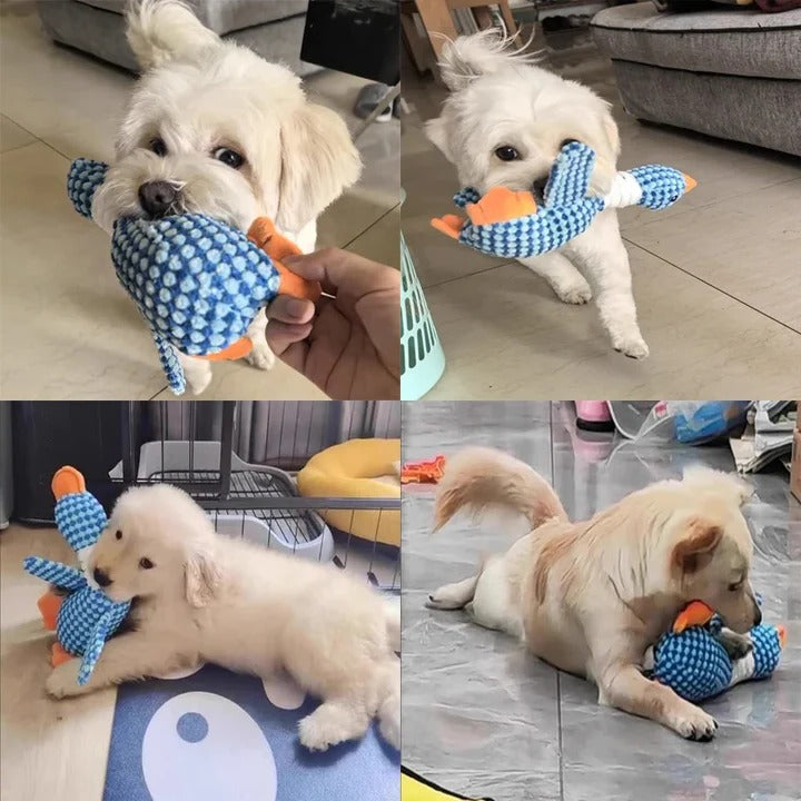 Kong Dura-Max Plush Squeaky Chew Toy, featuring durable plush fabric and a squeaker for engaging canine play.