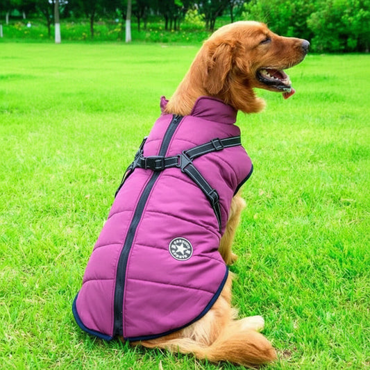 Canine Waterproof Winter Jacket with Sherpa Fleece Lining and Harness Design