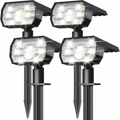 Solar Outdoor Waterproof Spotlights, 56 LED IP68 Landscape Lighting, 3 Modes Warm White Solar Garden Lights, 4 Pack Set