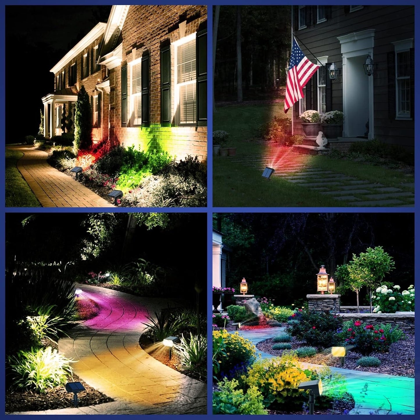 Solar Outdoor Waterproof Spotlights, 56 LED IP68 Landscape Lighting, 3 Modes Warm White Solar Garden Lights, 4 Pack Set