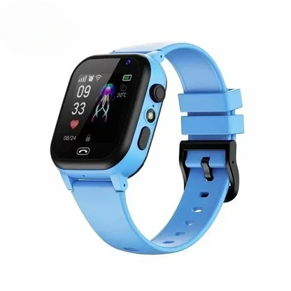 "Kinderhorloge met GPS-tracker, SOS-functie en videobellen, waterdicht en duurzaam design, kleurrijk siliconen bandje."