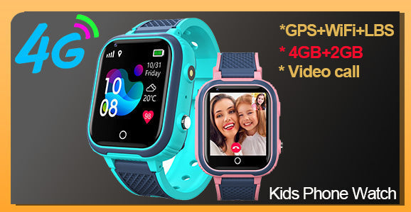 "Kinderhorloge met GPS-tracker, SOS-functie en videobellen, waterdicht en duurzaam design, kleurrijk siliconen bandje."