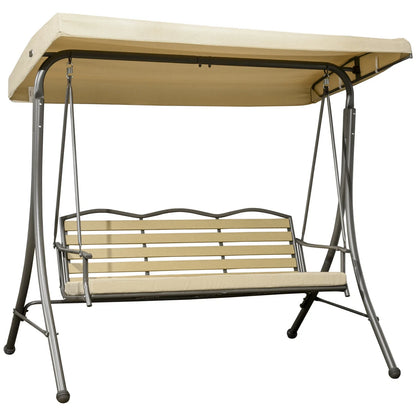 Trio Porch Swing for 3 persons, Cushioned Outdoor Swing - Beige