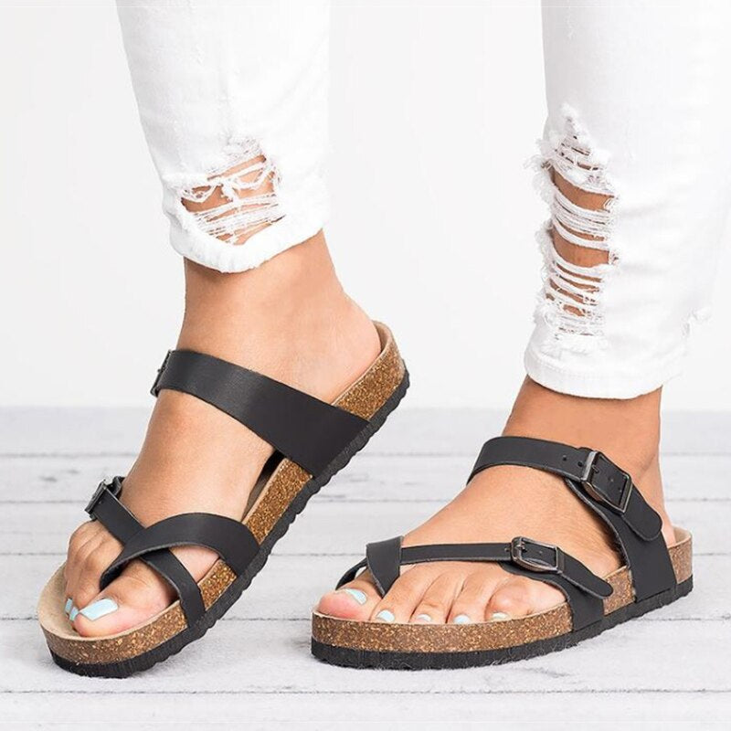 Orthopedische verstelbare sandalen, zwarte kleur, zachte zool, verstelbare bandjes, comfortabel voor dames, binnen en buiten.