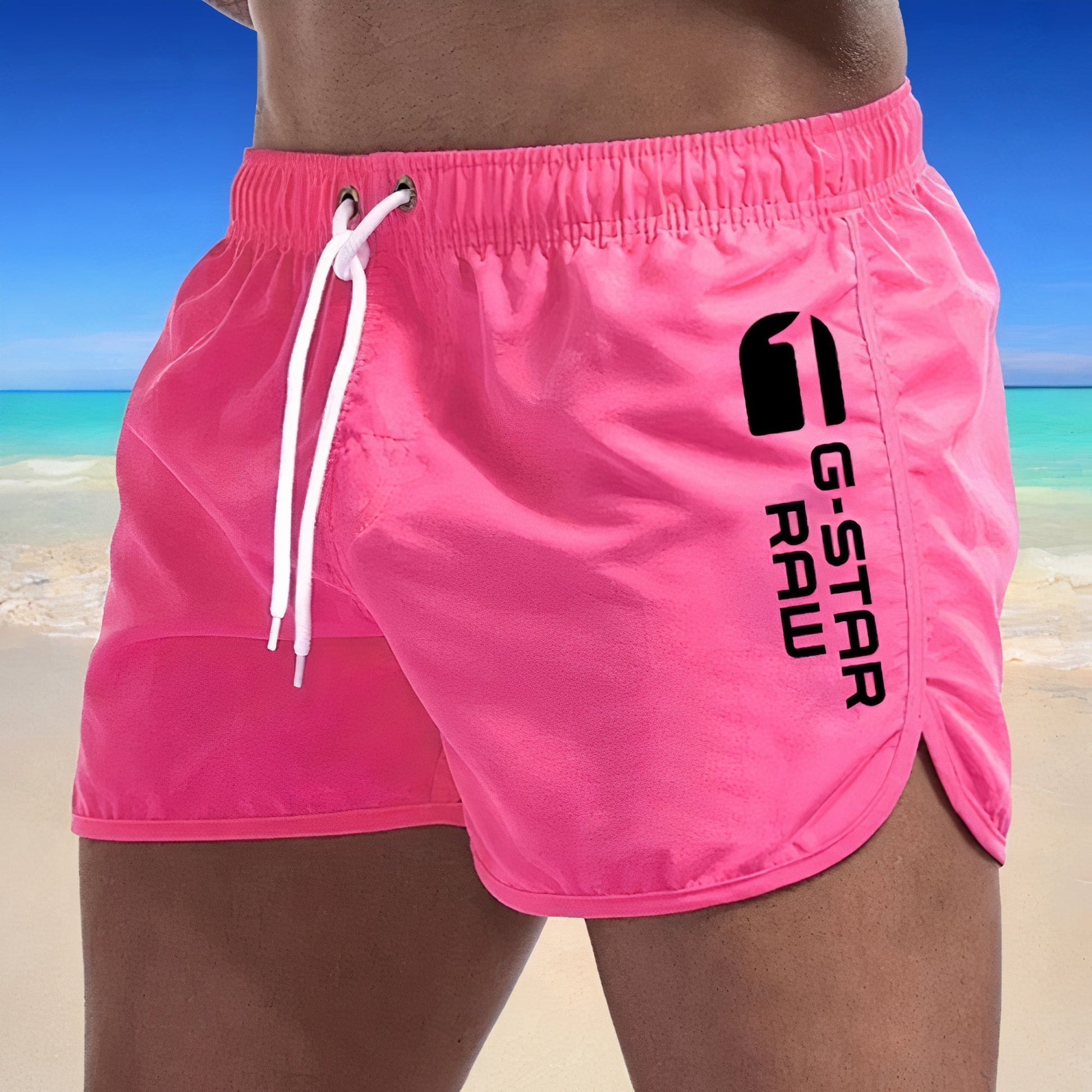"Stijlvolle heren zwembroek Arch, sneldrogend, blauwgroene tint, elegant ontwerp, comfortabele pasvorm voor zomeravonturen."