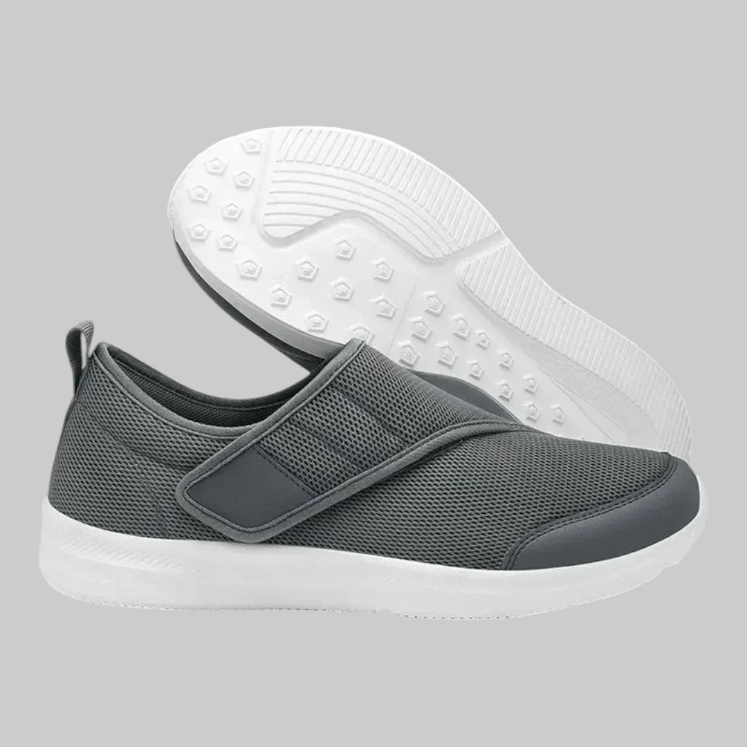 Unisex orthopedische schoenen met klittenband, brede pasvorm voor diabetes, hielspoor en bunion.