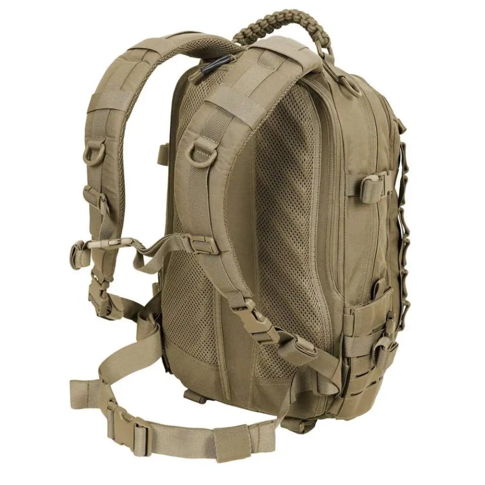 Nylon tactische rugzak 30L+ met verstelbare banden, ontworpen voor duurzaamheid en functionaliteit.