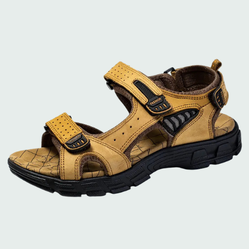 Zwarte orthopedische heren sandalen, ideaal voor voetpijn verlichting, bieden ultiem comfort en steun.